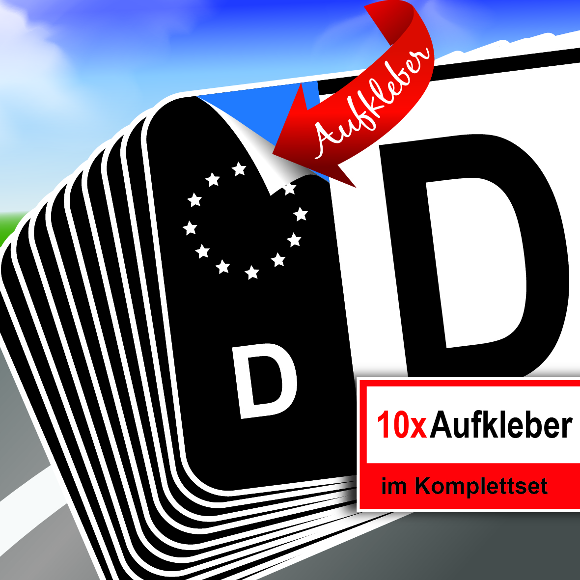10x Nummernschild Kennzeichen EU Deutschland Auto Aufkleber Tuning Sticker