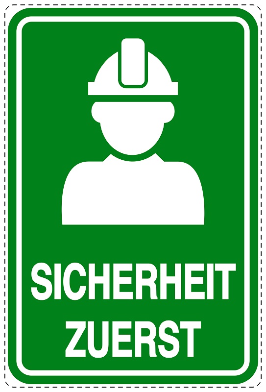 Notfall Aufkleber Sicherheit zuerst 26,5x39,5 cm Hinweis Sticker (2)