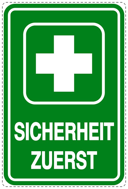 Notfall Aufkleber Sicherheit zuerst 26,5x39,5 cm Hinweis Sticker (3)