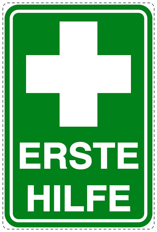 Notfall Aufkleber Erste Hilfe 26,5x39,5 cm Hinweis Sticker (1)