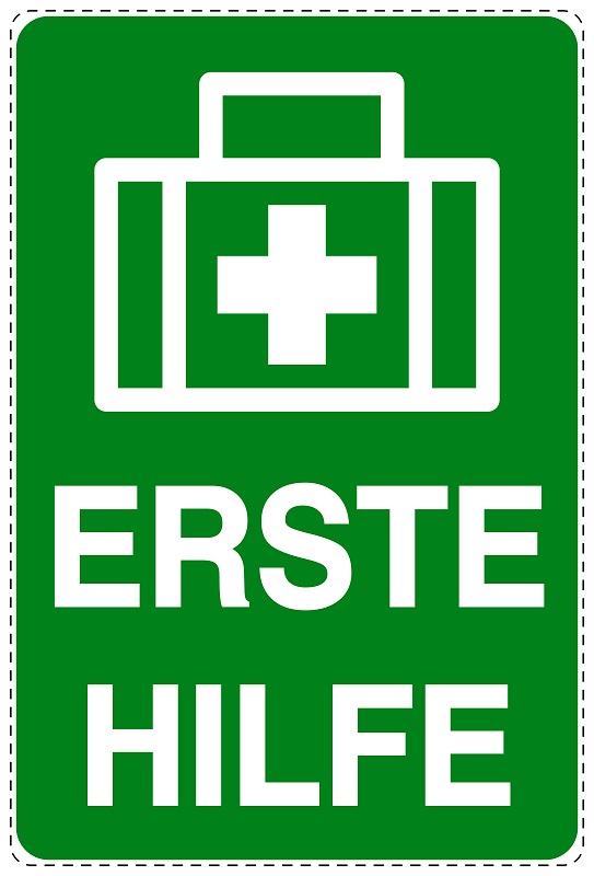 Notfall Aufkleber Erste Hilfe 26,5x39,5 cm Hinweis Sticker (2)