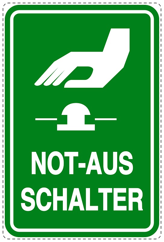 Notfall Aufkleber Not-Aus-Schalter 26,5x39,5 cm Hinweis Sticker