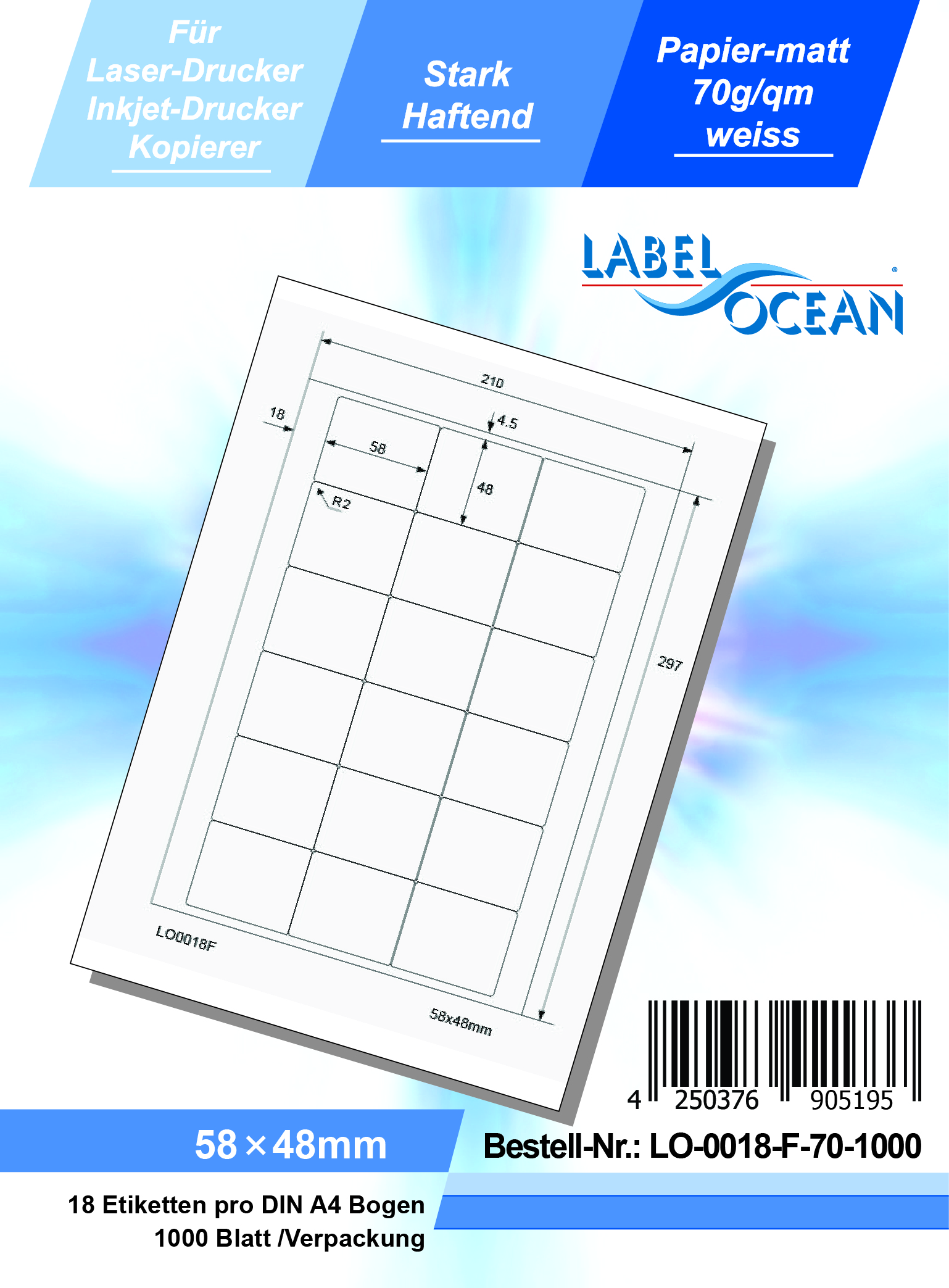 Universal Etiketten 210 x 296,8 mm 100 Blatt 100 Stück Inkjet Laser Kopierer 