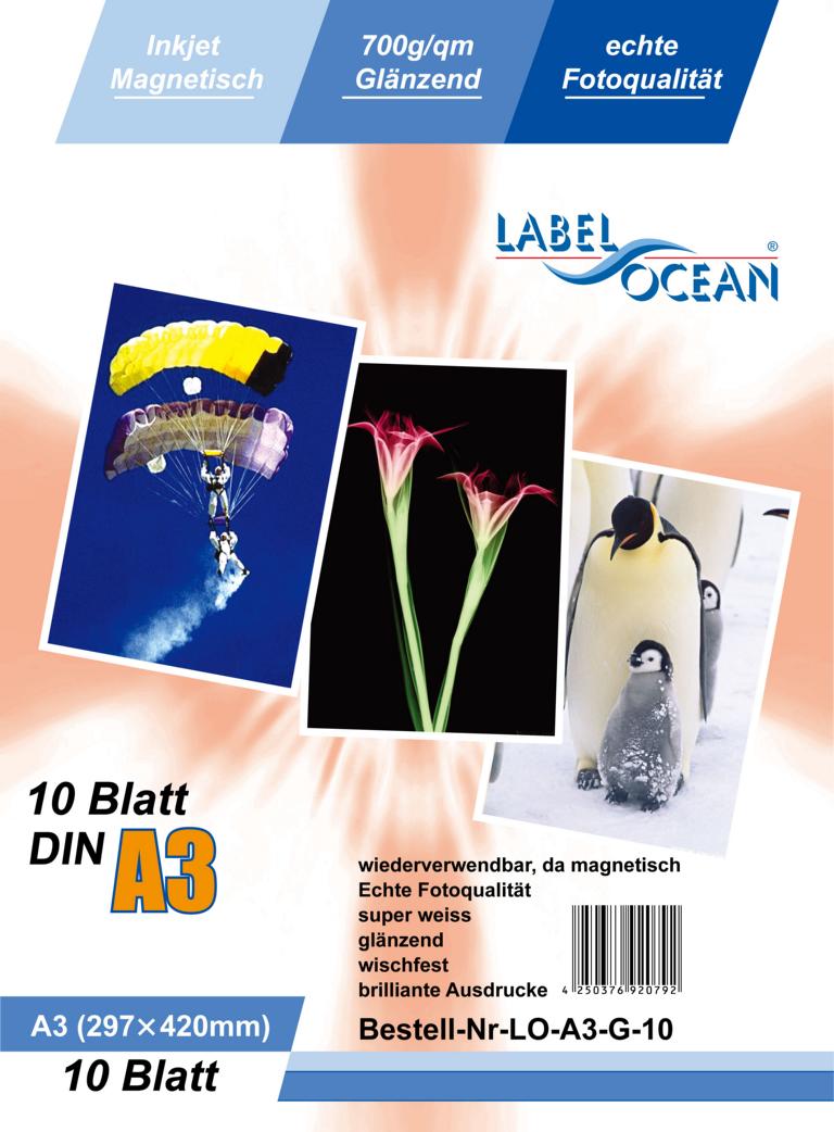 10 Blatt A3 Fotopapier magnetisch Magnetpapier glänzend von LabelOcean