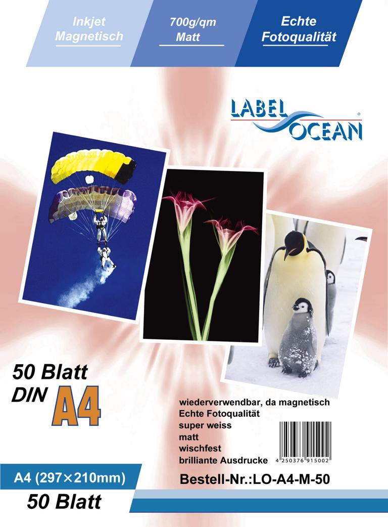 50 Blatt A4 Fotopapier magnetisch Magnetpapier matt von LabelOcean