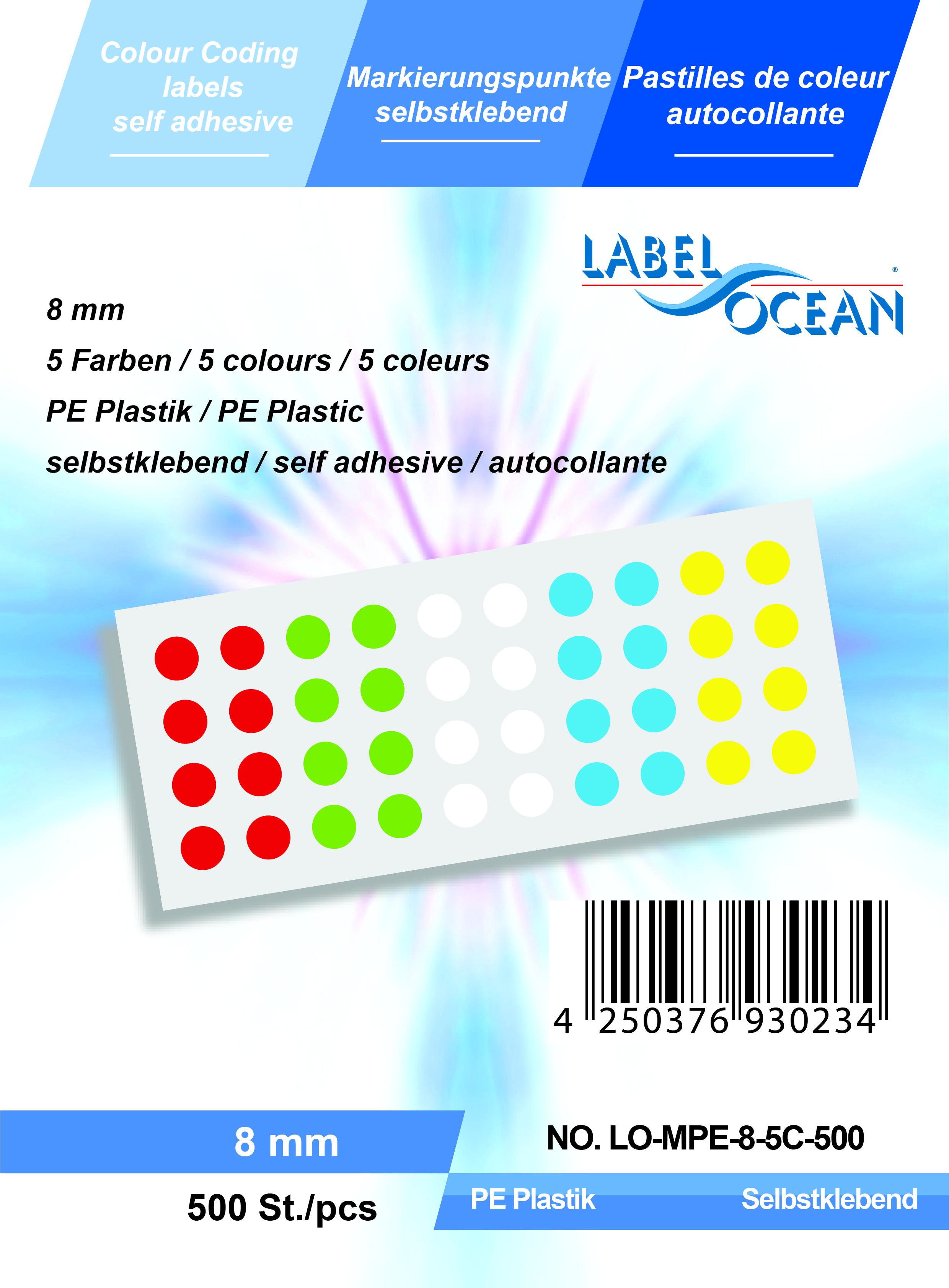 Markierungspunkte, farbig soriert, rund, aus Plastik von LabelOcean (R)