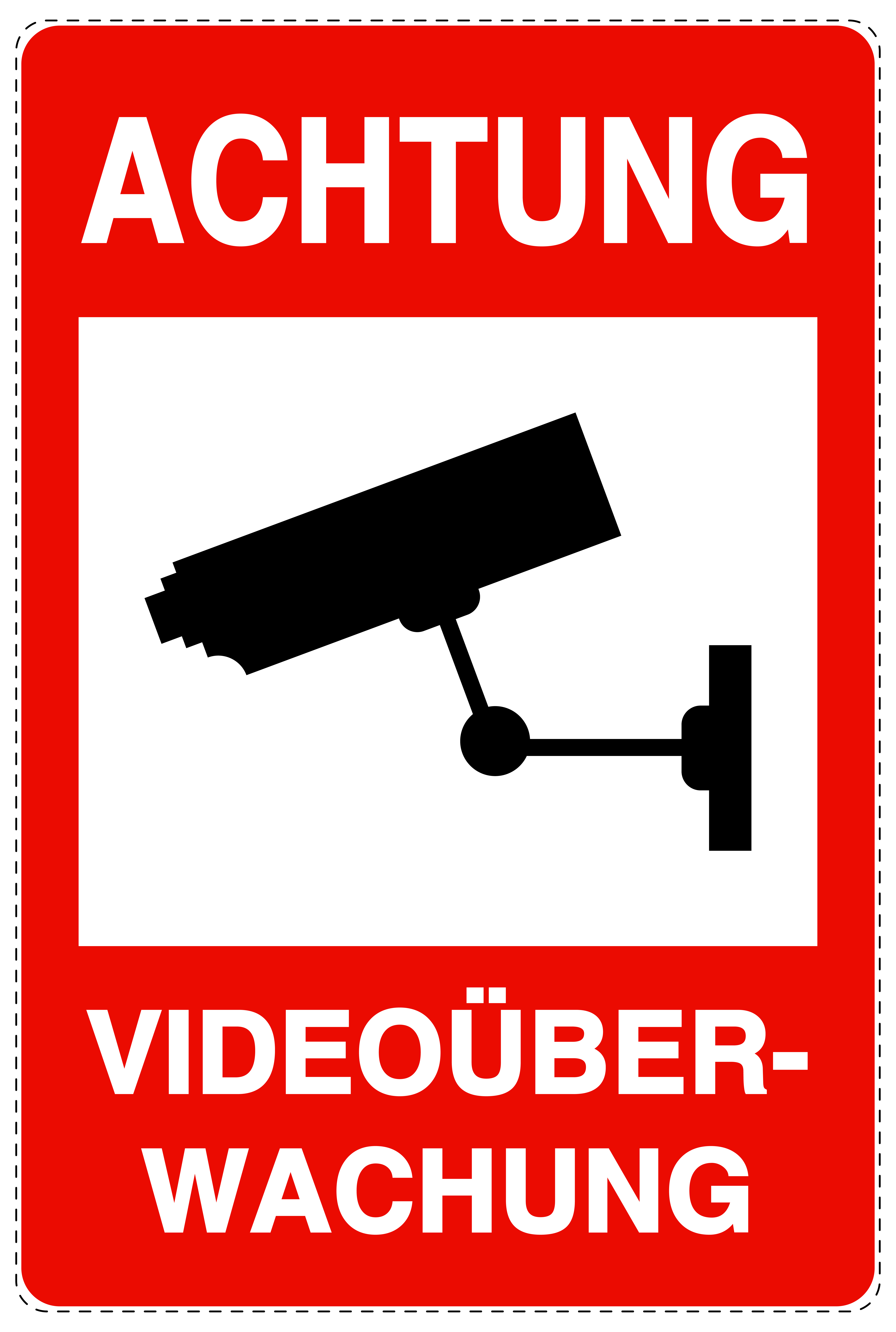 2x Videoüberwacht Videoüberwachungs Aufkleber Warnaufkleber Sticker Vertikal
