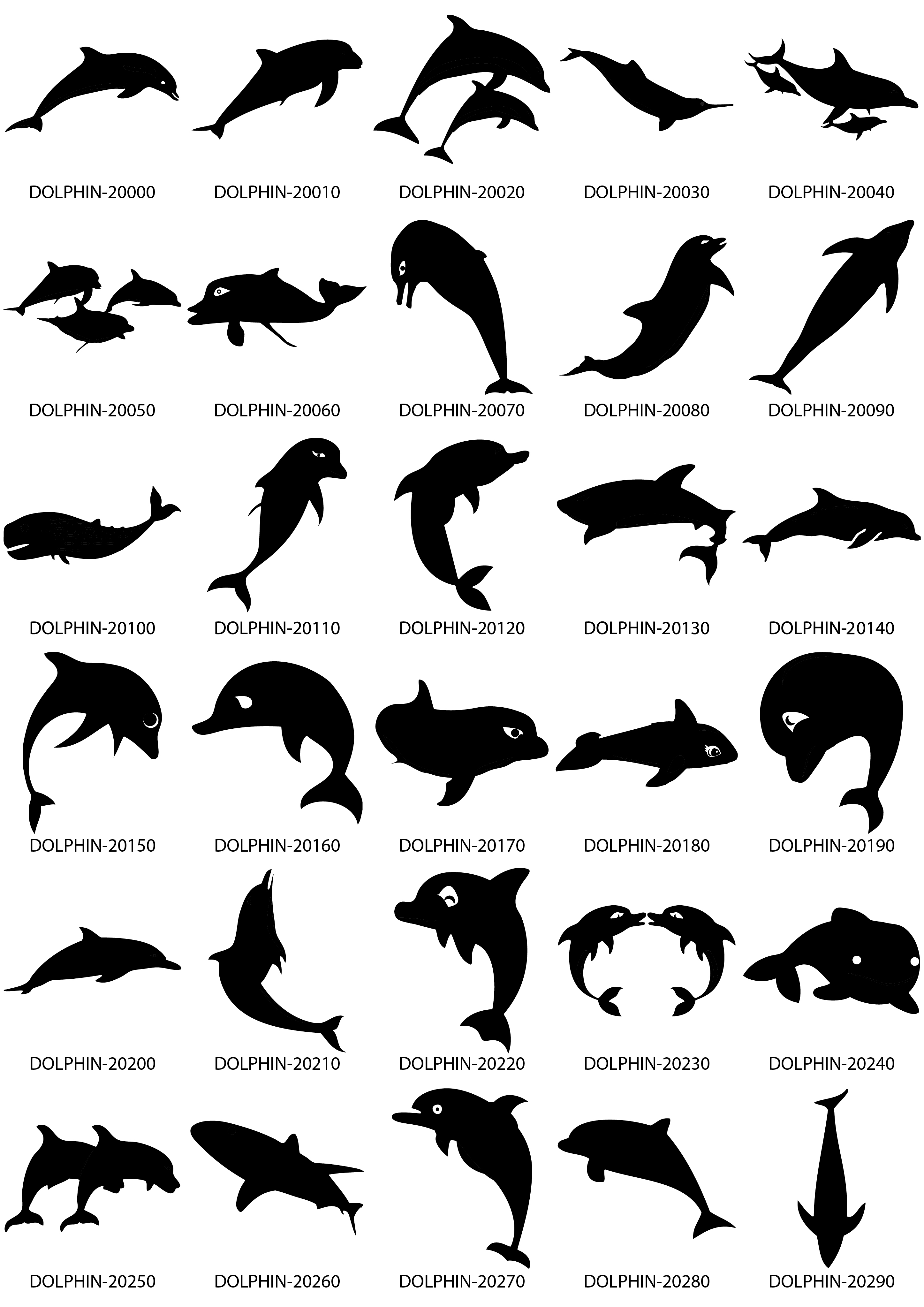 Delfin Aufkleber schwarz verschiedene Variationen 23x23cm Deko Haus Auto