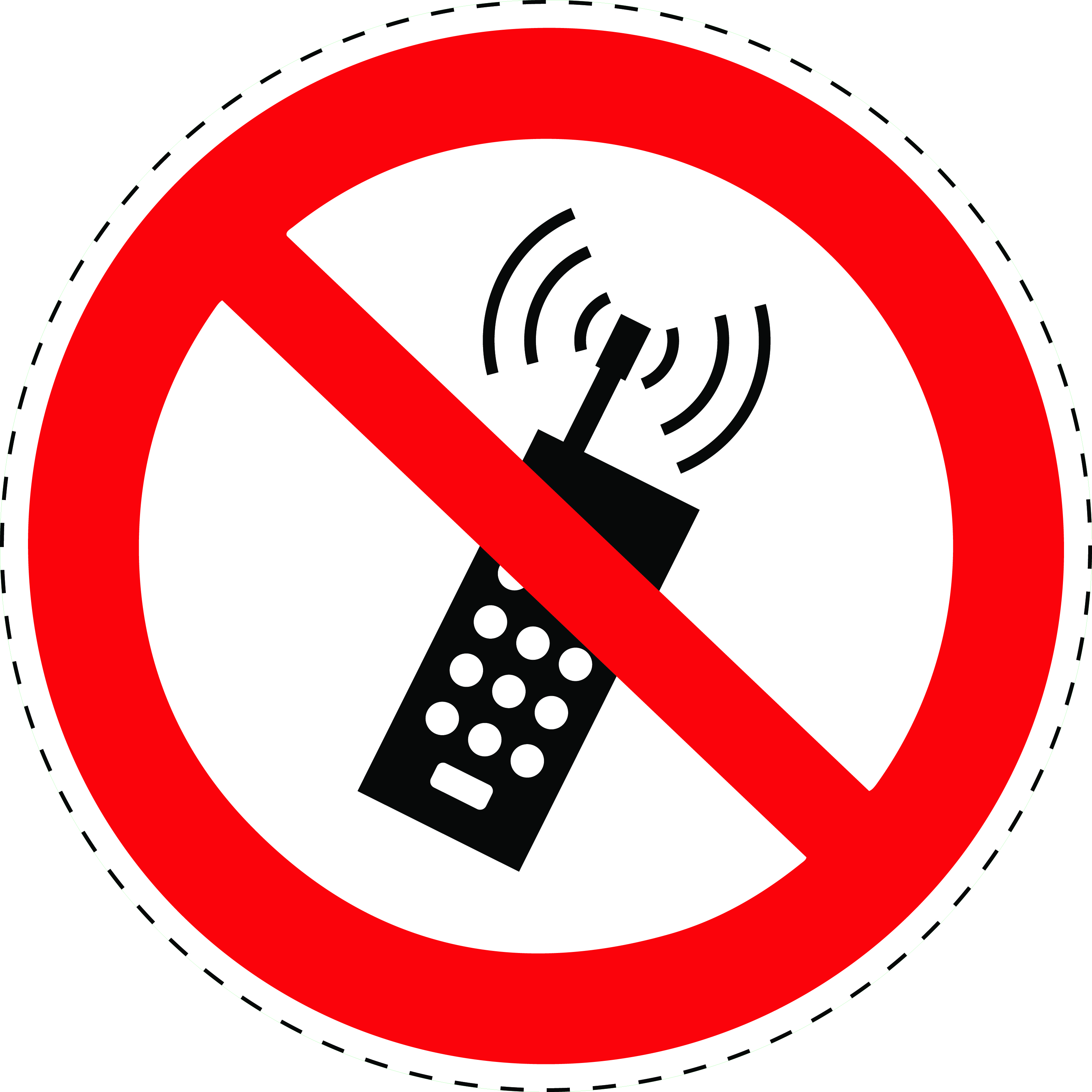 1x Aufkleber Mobilfunk verboten 15cm Ø PVC-Folie Handy ausschalten