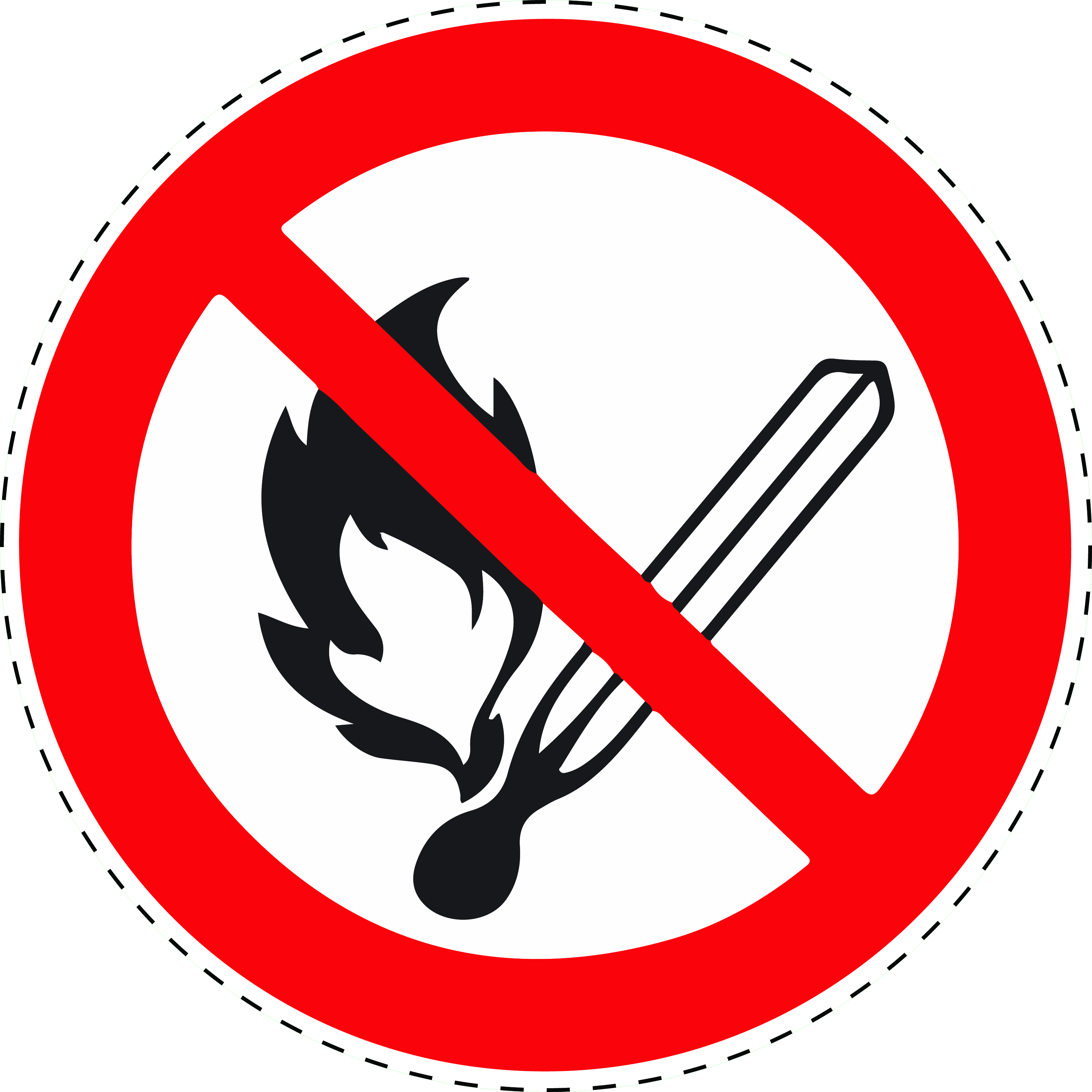 1x 20cm Ø Feuer offenes Licht und Rauchen verboten PVC-Folie