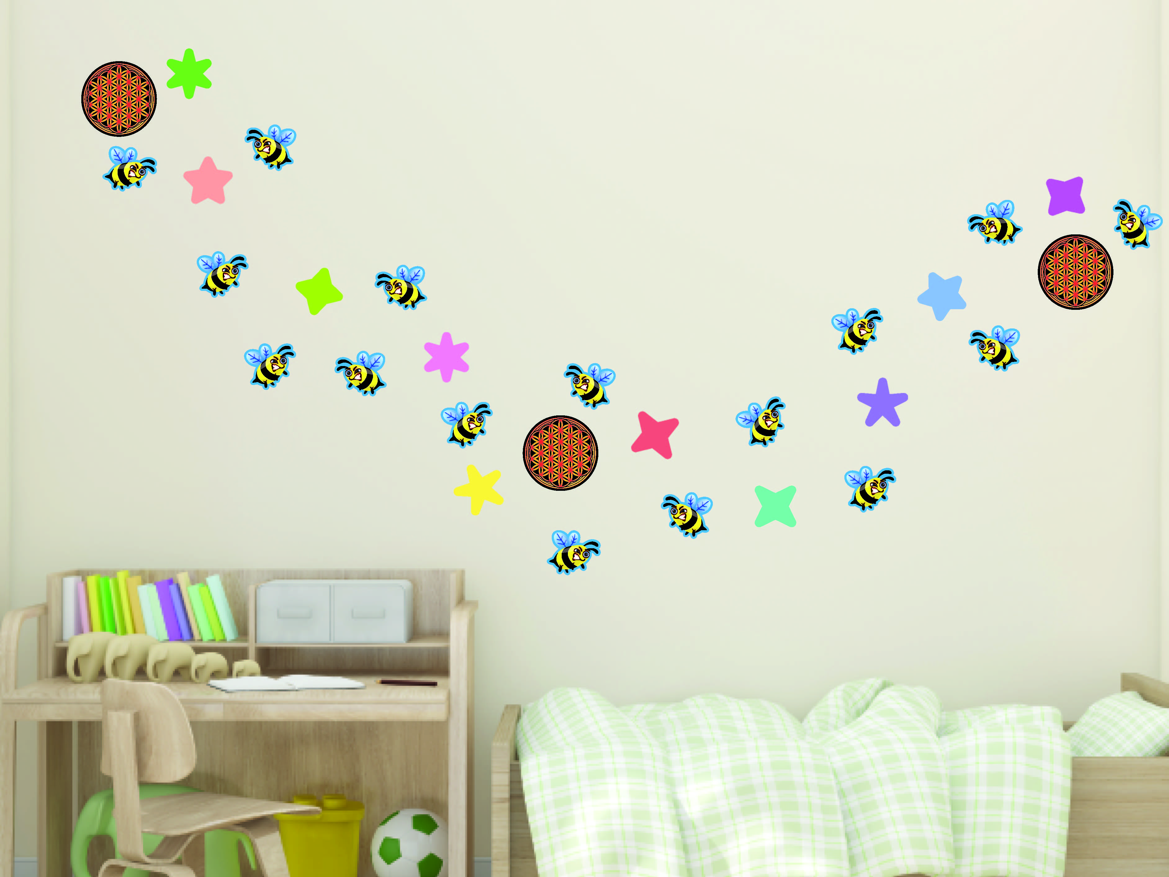 Wandtattoo Bienen Wandaufkleber für Kinderzimmer Wandsticker 05