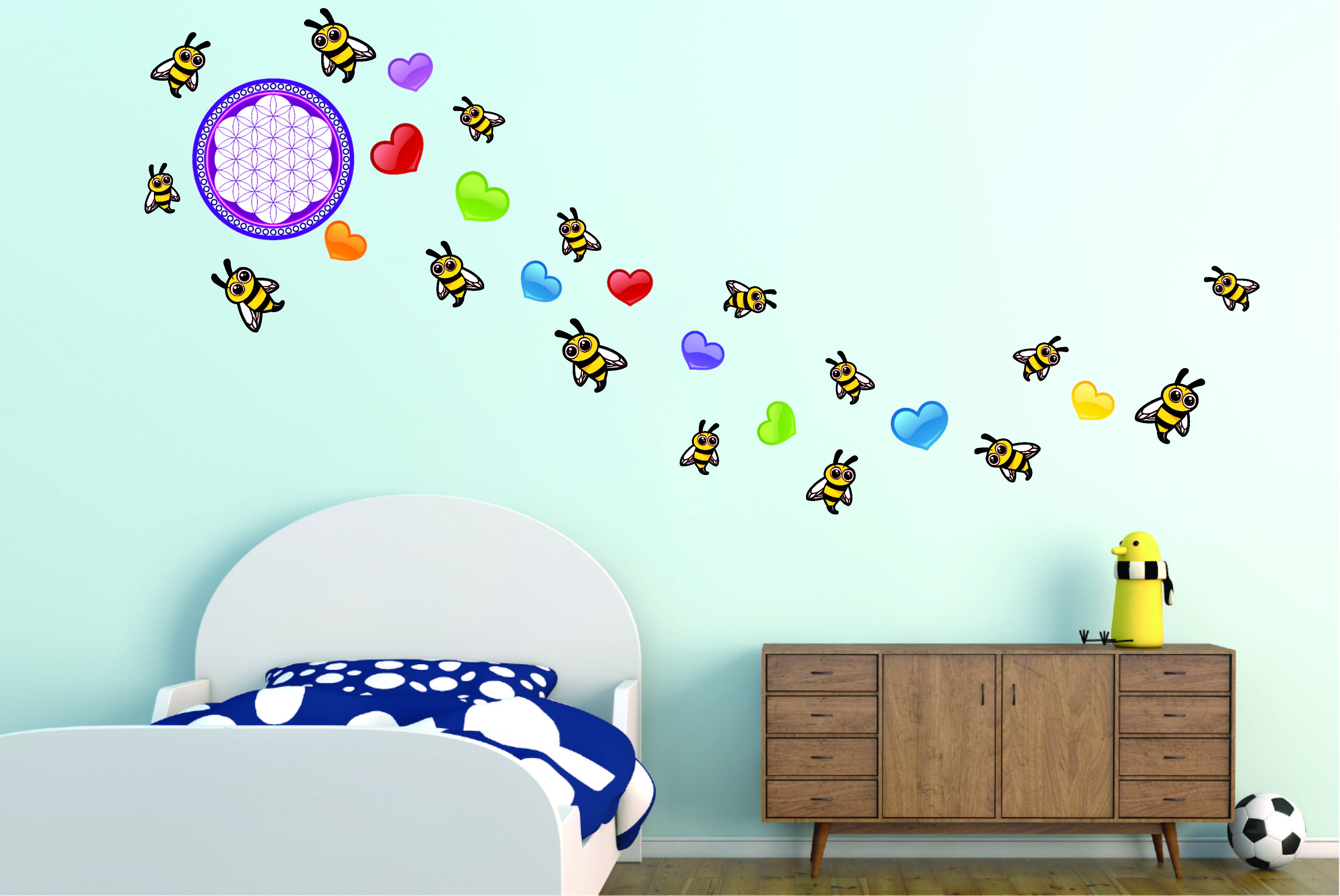Wandtattoo Bienen Wandaufkleber für Kinderzimmer Wandsticker 08