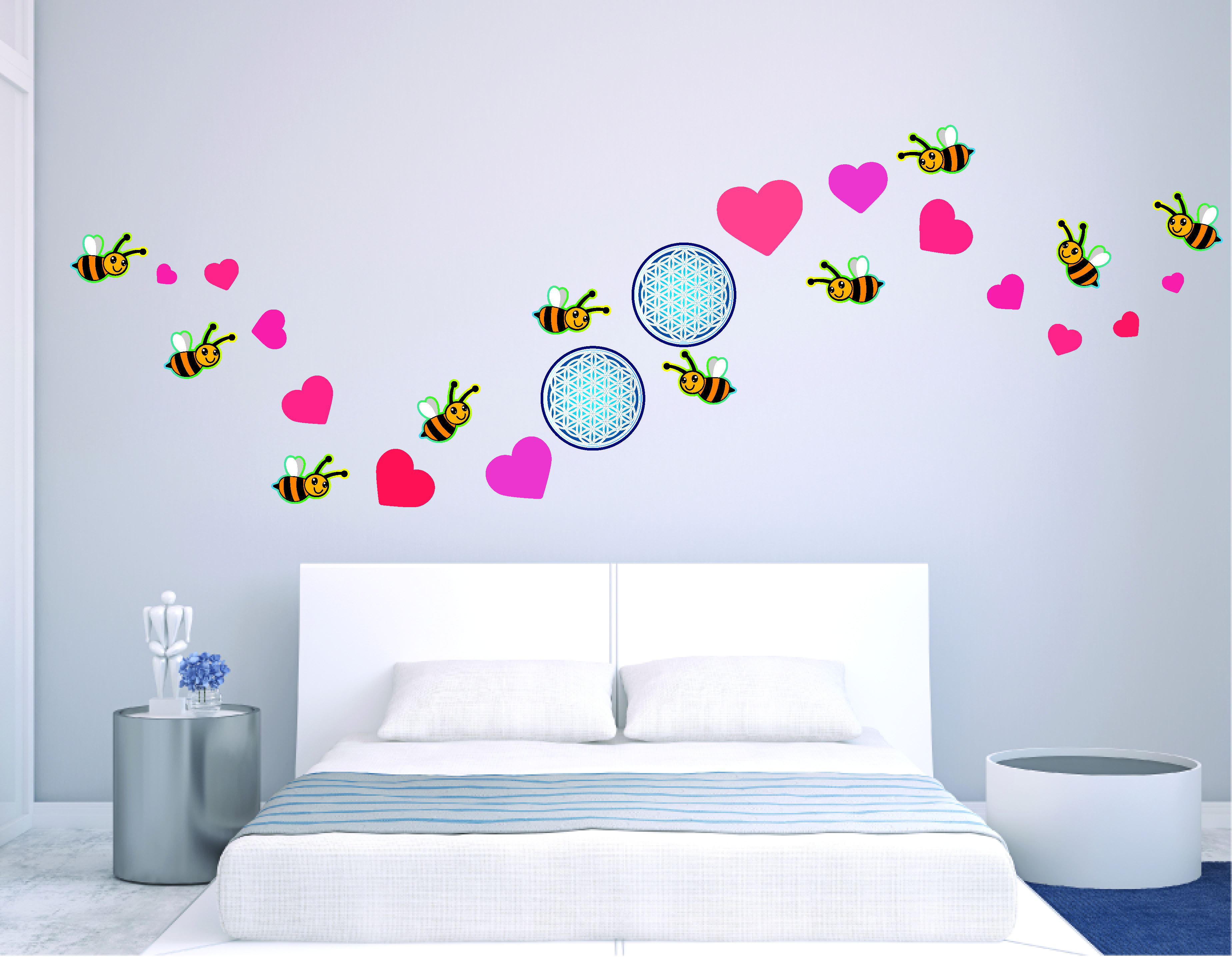 Wandtattoo Bienen Wandaufkleber für Kinderzimmer Wandsticker 16